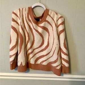 Eloquii Cream and Brown Wave Pattern Sweater